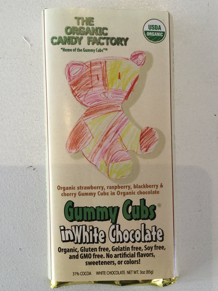 Organic Chocolate Bars with Gummy Cubs