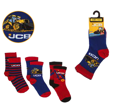JCB 3 Pack Boys Joey Tractor Socks